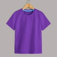 thumbnail image 2 of Povozer Short Sleeve Tees for Girls Shirts Short Sleeve Soft Cotton T-Shirts Plain Tees Tops Clothes for Kids for 9-10 Years,Purple, 2 of 4