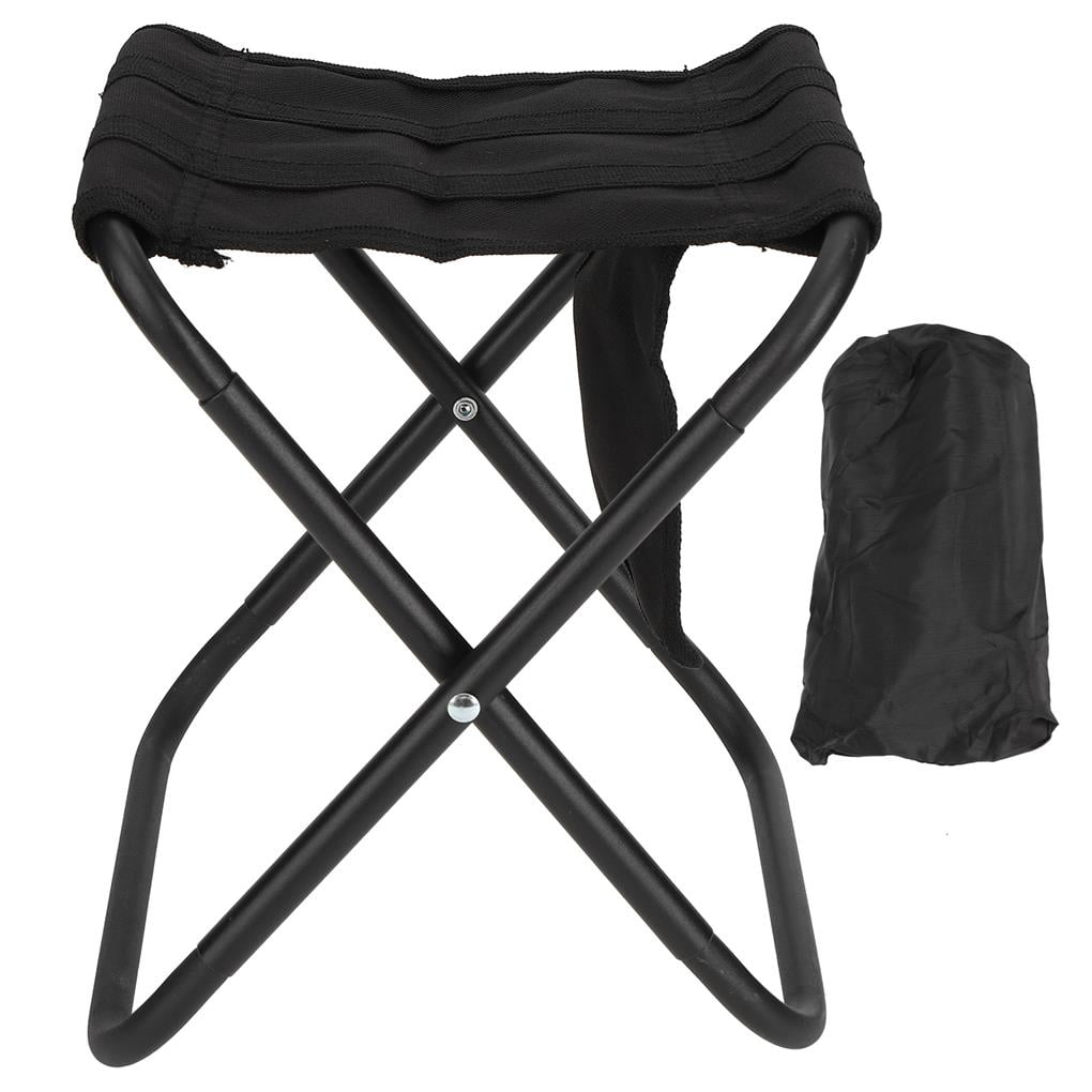 Black Portable Folding Stool Lightweight Chair Hiking Traveling Seats