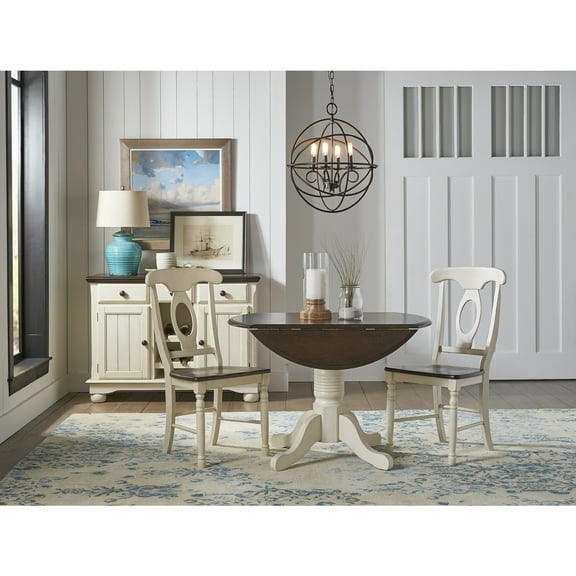 A-America British Isles 26" Solid Wood Drop Leaf Table in Chalk-Cocoa Bean