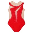 thumbnail image 3 of TiaoBug Kids Girls Sleeveless Gymnastic Leotard Shiny Diamond Mesh Patchwork Ballet Dance Bodysuit Red 14, 3 of 7