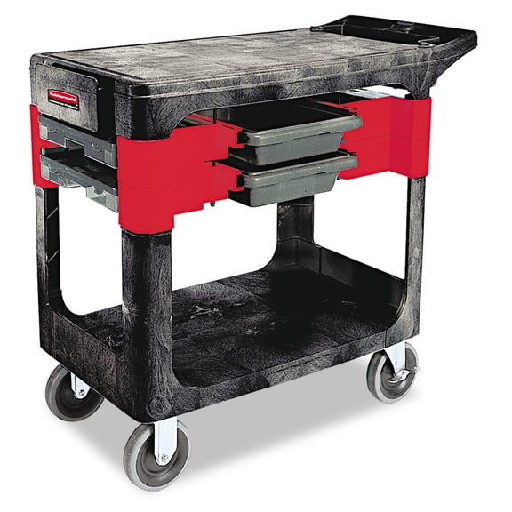 Rubbermaid Commercial Trades Cart, Two-Shelf, 19-1/4w x 38d x 33-3/8h, Black