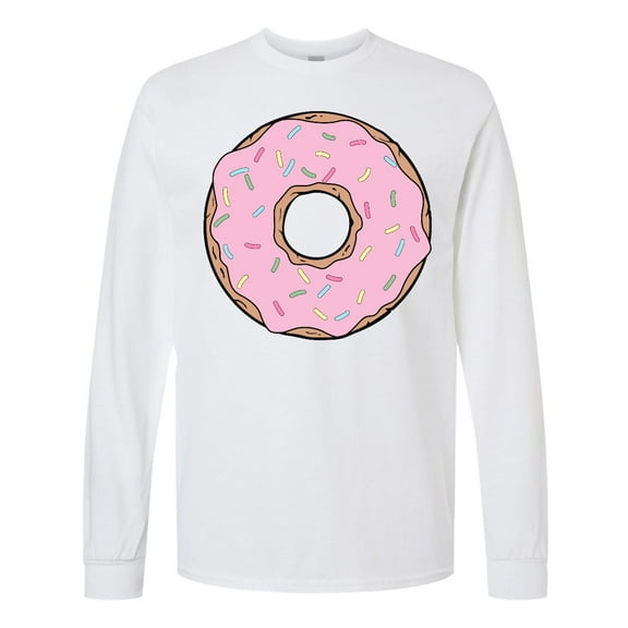 Inktastic Pink Donut with Sprinkles Long Sleeve T-Shirt