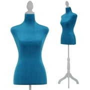 Female Mannequin Torso Mannequin Body Dress Form Mannequin Height Adjustable 49.6-63.4 Inch with Wooden Tripod Stand for Window Display Store Dress Jewelry Display Sewing (Blue)