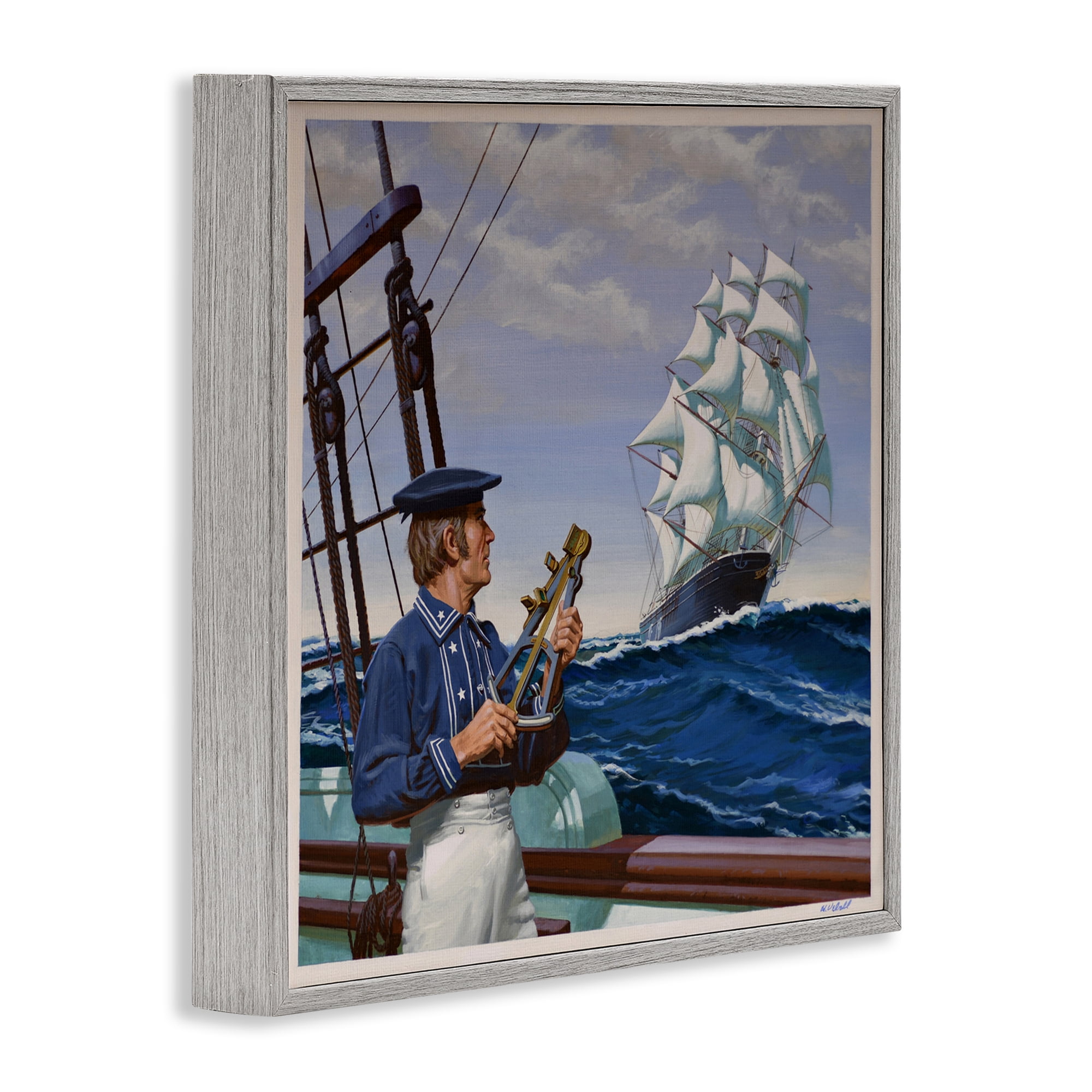 Flying Cloud Sailing Ship Gray Framed Giclee Art, design by Wind River Studios