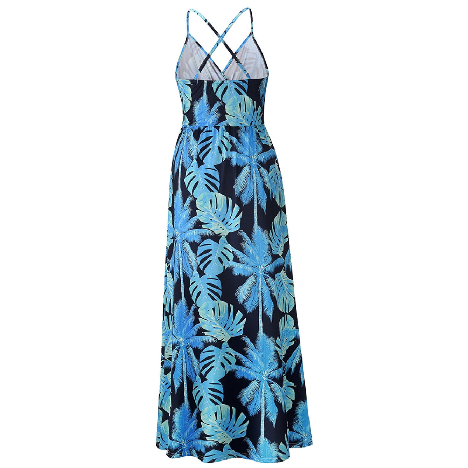 Bohemian Floral Women's Summer Dress Sexy Backless V-Neck Suspender Long Dress for Women