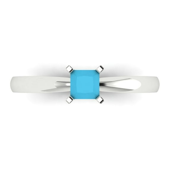 Clara Pucci 14K White Gold 0.5ct Turquoise Solitaire Ring for Women