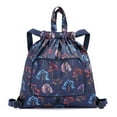 thumbnail image 1 of Basketball Yoga Bag Drawstring Folding Backpack Nylon for Travel (Small Flowers), 1 of 5