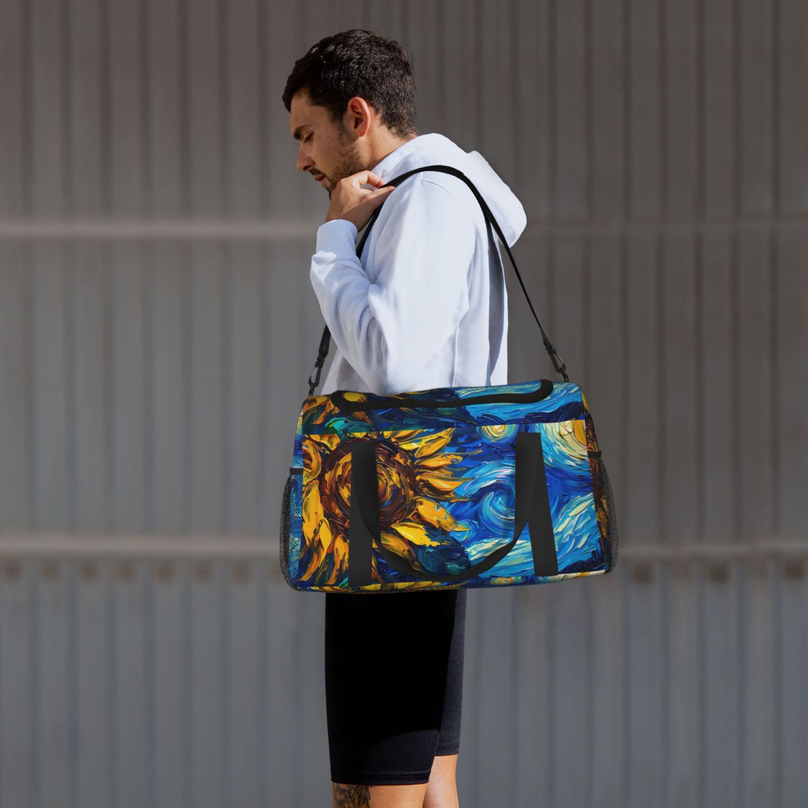 Fuzoiu Sunflower Starry Night Vibes Print Travel Duffle Bag,Carry On Tote Bags,Duffel Bag,Sport Gym Bag, Hospital Bag for Labor and Delivery, Overnight Bag,Luggage Bag