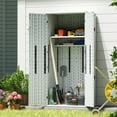 thumbnail image 3 of EHHLY Freestanding Garage Storage Cabinet, 28 Cu Ft Resin Utility Cabinet with 4 Adjustable Shelves, Lockable Waterproof Organizer for Garage, Patio, Backyard, White, 3 of 7