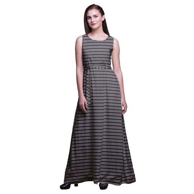 Bimba Robe Longue Sans Manches pour Femmes à Carreaux Imprimés Style Chic Maxi-Robe-Petit