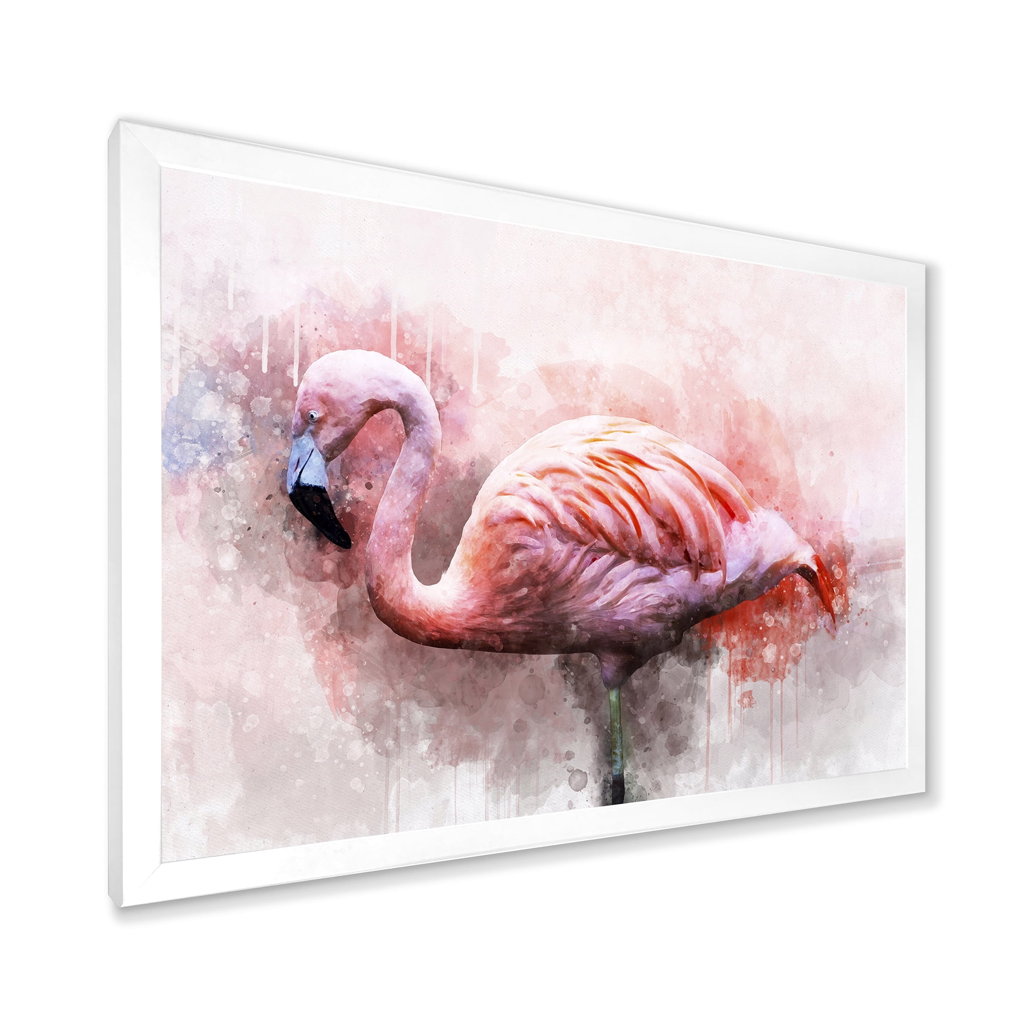 Designart 'Abstract Portrait of Pink Flamingo V' Farmhouse Framed Art Print