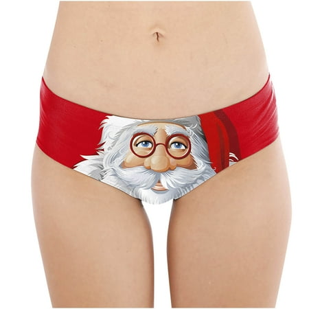 

Tejiojio Snow clothing Gifts Women Fashion Breathable Sexy Christmas Digital Printed Panties Briefs