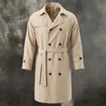 thumbnail image 4 of Hulanddfd Mens Coat Double Breasted Belted Trench Coat, Long Windbreaker with Pockets & Button Cuffs, Elegant Outerwear, 4 of 8