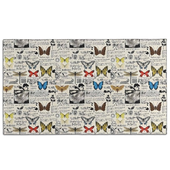 Butterfly Text Door Rugs,Washable Non Slip Door Mats Indoor,Decorative Door Mats,Entry Mat Indoor for Entrance,Bedroom,Kitchen,Bathroom,17"x30"