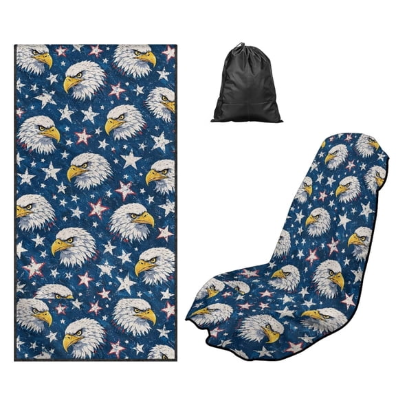 Kuiaobaty Eagle Star Print Car Seat Towel Covers Front Seats 60 x 33 Inch Sweat Towels for Car Seats with Storage Bag Multi-Purpose Towel(Hot Yoga, Gym, Sports Accessories)