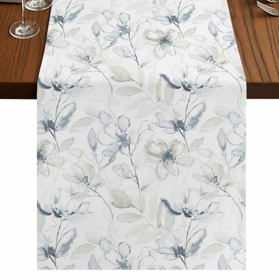 Table Runners 70 Inches Long Dress Scarves, Green Beige Spring Floral Farmhouse Coffee/Dining/Kitchen Table Decor, Holiday Table Runner, Luxury Botanical Summer 13x70 Inch