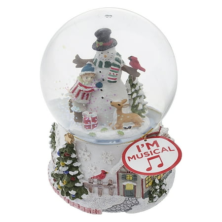 Musical Classic Snowman and Winter Village Snow Globe
