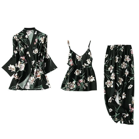 

EUHDSSDE Follure Satin Silk Pajamas Women Nightdress Lingerie Robes Underwear Sleepwear