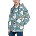 thumbnail image 2 of Fotbe Snowflake Scarf Snowman Pattern Youth Pullover Hooded Sweatshirt, Boys Hoodie, Kangaroo Pocket Hoodie for Kids Girls -Small, 2 of 6