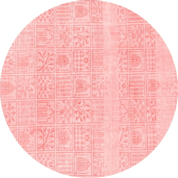 Ahgly Company Machine Washable Indoor Round Abstract Red Modern Area Rugs, 6' Round