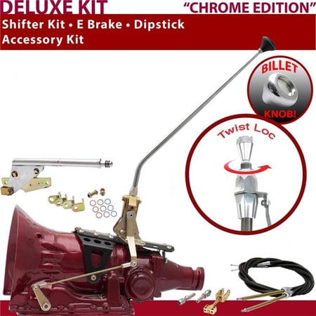 American Shifter C4 Shifter Kit Chrome 23 in. E Brake Cable Dipstick for F836B