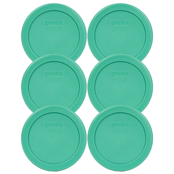 Pyrex 7202-PC Green Round Plastic Replacement Lid Cover , 4" L x 4" W x 0.5" H ,(6-Pack)