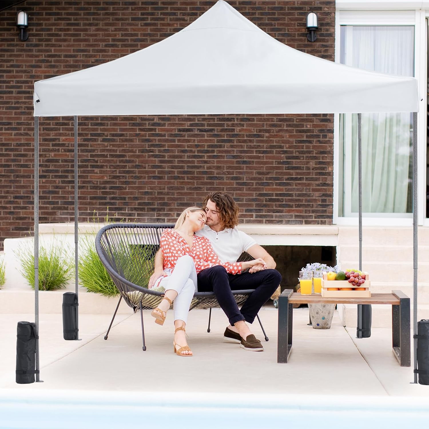 Bigleap Canopy Tent 10x10 Pop Up Canopy Heavy Duty Canopy Tents for Parties Backyard Waterproof Portable Tent Pop Up Shade Canopy with Sand Bags, White