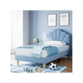 thumbnail image 1 of Velvet forrado tamaño individual platform marco de cama con height adjustable cabecero - strong wood slat support, solid y stable, easy to assemble, 1 of 10