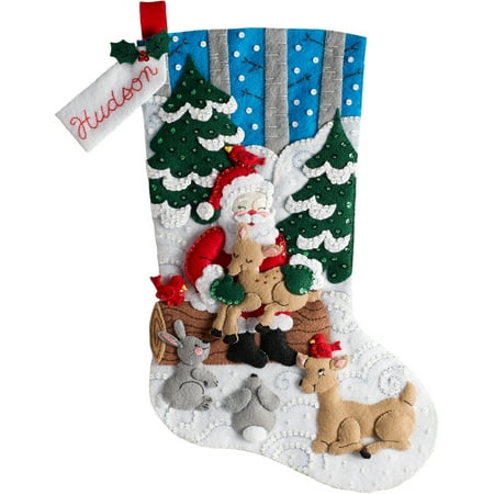 Bucilla Christmas Felt Kits - Bucilla Felt Stocking Applique Kit 18