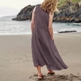 thumbnail image 4 of Cathalem Holiday Dresses for Women Plus Size Womens Summer Dresses Beach Casual Plus Size Sleeveless Loose Flowy Sundresses(Coffee,L), 4 of 6