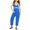 Blue, variant on MIXUE Toddler Girls Jumpsuits & Rompers Summer Letter Print Spaghetti Strap V Neck Sleeveless Loose Casual With Pockets Bodysuits Outwear,Green,4-5 Years