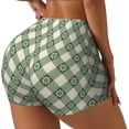 thumbnail image 2 of Fotbe Daisy Plaid Green Seamless Shorts, Womens Workout Shorts High Waist Stretch Booty Short for Gym/Yoga/Running/Biking-X-Large, 2 of 9