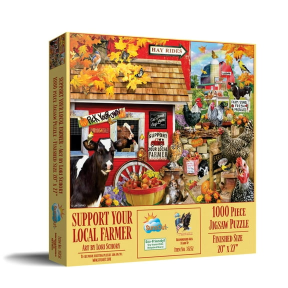 SUNSOUT INC - Support Your Local Farmer - 1000 pc Jigsaw Puzzle Art by Lori Schory  - MPN# 35252 - Finished Size 20" x 27"