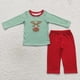 thumbnail image 2 of Conjunto de ropa de dormir para bebé, camisa a rayas verdes, pantalones rojos, traje de Reno bordado de Navidad, pijamas para niños pequeños, venta al por mayor, 2 of 2