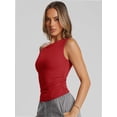 thumbnail image 3 of Womens Summer Off The Shoulder Sleeveless One Shoulder Ruched Asymmetrical Going Out Tank Crop Tops Shirts, 3 of 6