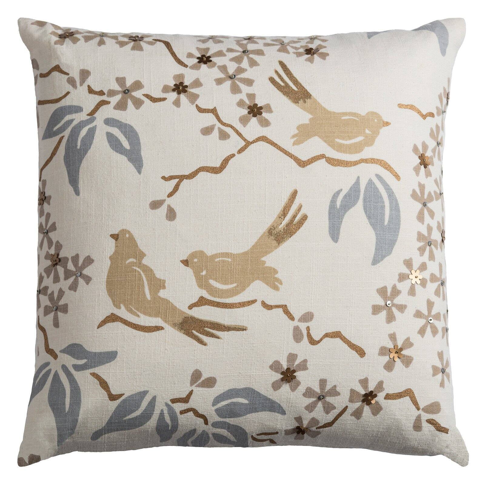 Rizzy Home One Of A Kind Cotton Slub Textured Cream Pillow 18" X 18