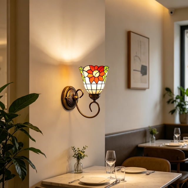 Lámpara de pared vintage aplique decorativo para cafeterías, dormitorios, pasillos, balcones con luz nocturna LED, iluminación ambiental cálida, material de hierro y vidrio