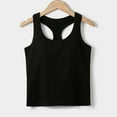 thumbnail image 2 of Mrat Flowy Tank Tops Women's Solid Color Tank Tops with Chest Pad Women's Bra Integrated Bottom Tops Round Neck Tank Tops Tank Tops with Built In Bras S-360 Black XL, 2 of 4