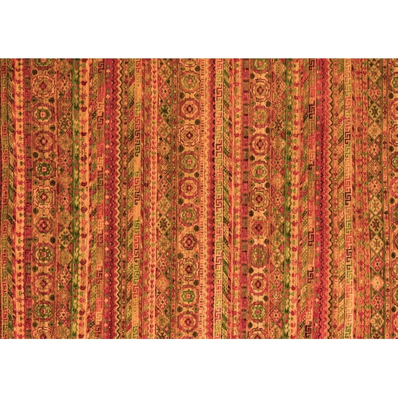 Ahgly Company Indoor Rectangle Abstract Orange Modern Area Rugs, 5' x 8'