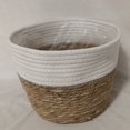 thumbnail image 1 of White And Brown Seagrass Basket, 1 of 1