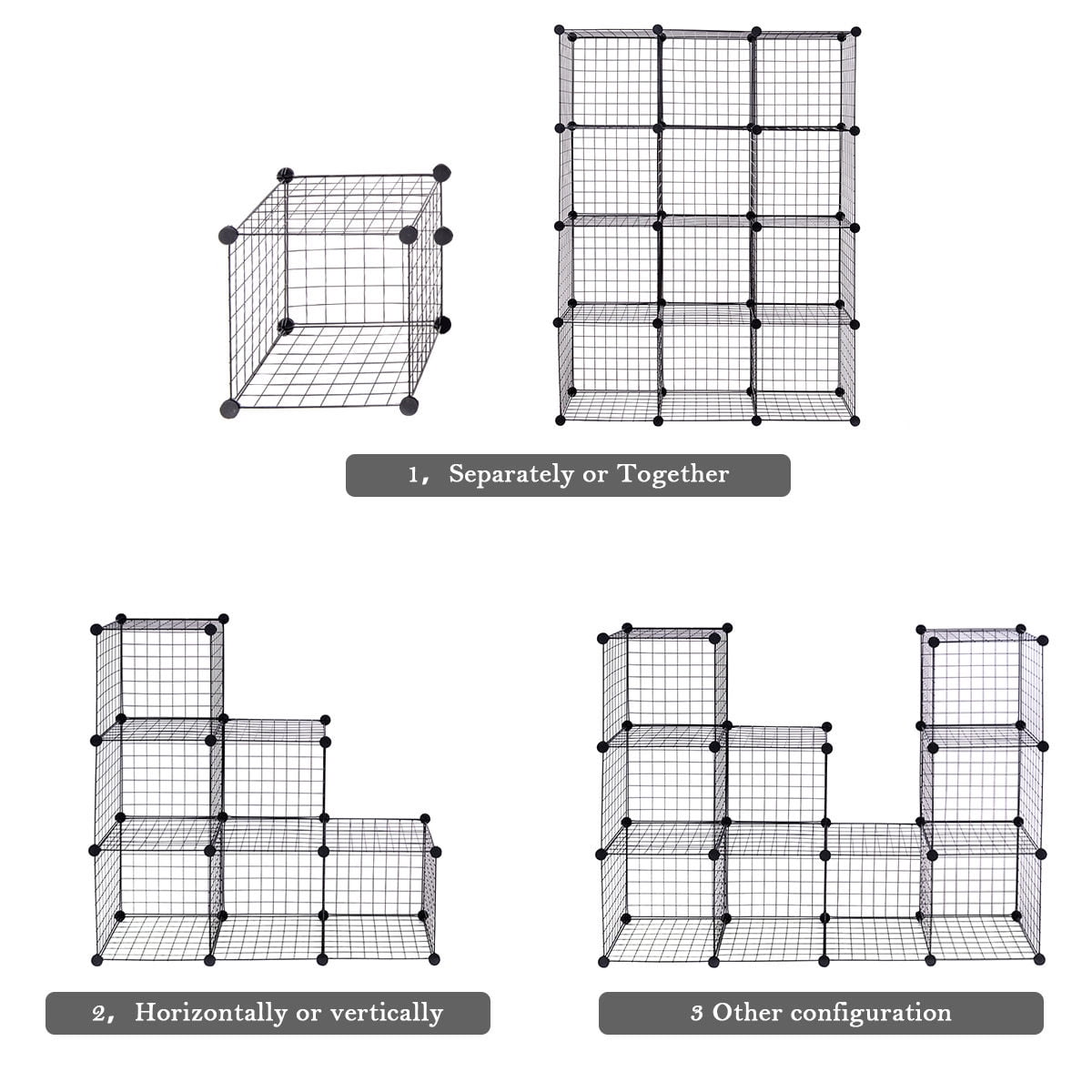 Gymax 12 Cube Grid Wire Organizer Wardrobe Shelves Bookcase DIY