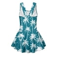 thumbnail image 2 of COEQINE Girls One Piece Swimsuit with Attached Liner, Scoop Neck V-Back Swim Dress for Swim Lessons, Polyester Spandex Bathing Suit for Girls 3-4 Year Olds, Tropical Palm Tree Teal, 2 of 8