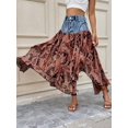 thumbnail image 7 of Womens Medium Wash Denim Patchwork Midi Skirt With Paisley Print, 7 of 7