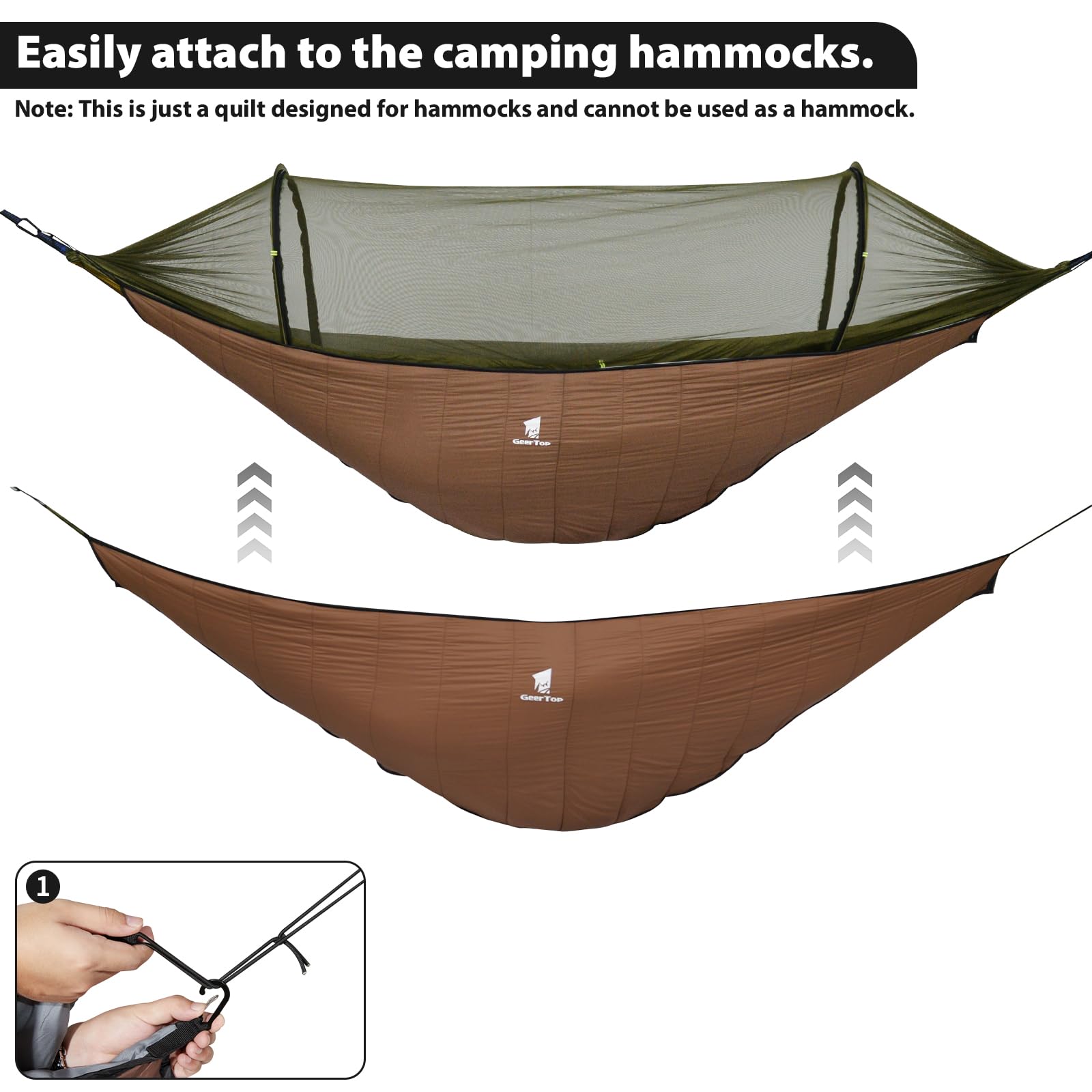 GEERTOP Portable Hammock Quilt for Camp Lightweight Full Length 4 Seasons Warm Single Double Hammock Underquilt for Outdoor Camping Hiking Backpacking Travel Beach Backyard Patio