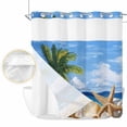 thumbnail image 2 of Summer Palm Tree No Hook Shower Curtain Waterproof, Bathroom Curtains with Snap in Liners and See Through Top Window, Beach Ocean Coastal Starfish Shells Hotel Style Bathtub Curtains Shower 72"Wx78"L, 2 of 8