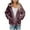 Purple, variant on Women's Velour Jackets Trendy Solid Color Winter Plush Thick Full Zip-Up Long Sleeved Jacket Lightweight Soft Casual Winter Warm Coat Black S