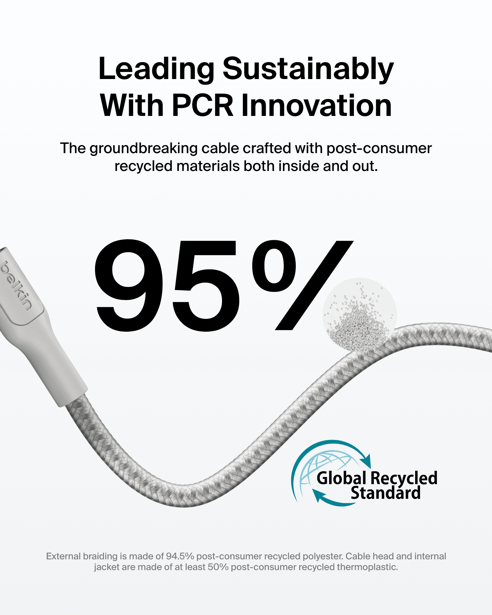 Belkin Braided USB-A to USB-C Cable (10 ft, 15W) - Soft, Flexible Fast-Charging Cable, Type C Charger Cord for iPhone 16 & 15 Series, Galaxy S25, Pixel 9, iPad Pro, & More - Gray (USB 2.0)