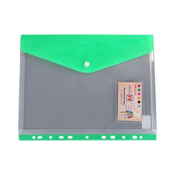6 bolsas de plástico tipo sobre, tamaño A4, 9,7 x 12,2 pulgadas, con cierre a presión, transparentes, con 11 orificios, para guardar documentos y tarjetas de presentación.