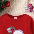 thumbnail image 5 of Weebloom Christmas Baby Girl Outfit Cute Fall Winter Long Sleeve Xmas Santa Romper Plaid Bow Skirt Set Headband 3 Piece Clothes Outfits Red 12-18 Months, 5 of 9