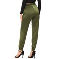 thumbnail image 3 of INSPIRE CHIC Women's Casual Ankle Length Paper Bag Waist Satin Pants with Pockets XS Army Green, 3 of 5